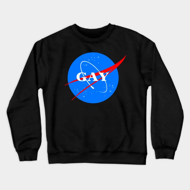 Gay NASA Logo Space Gay Geek Pride Crewneck Sweatshirt by ballhard